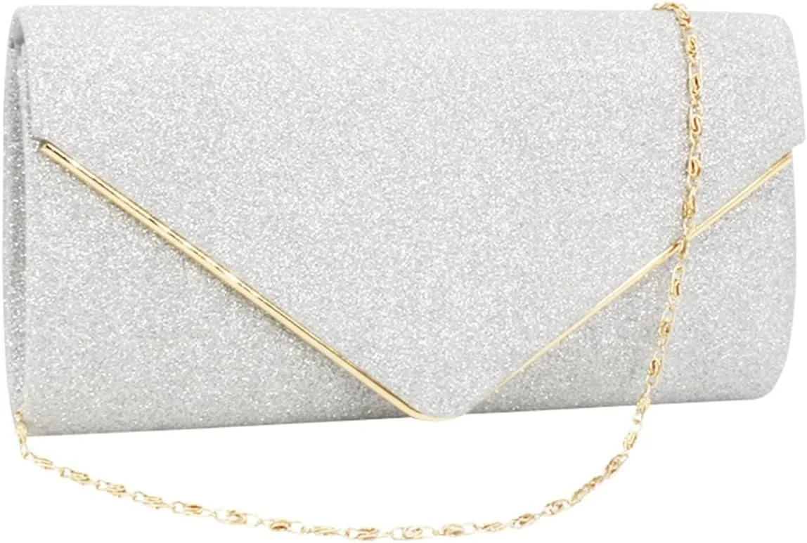 Evening Bag for Women Glitter Flap Clutch Purse for Wedding Party Prom Handbags with Shoulder Strap