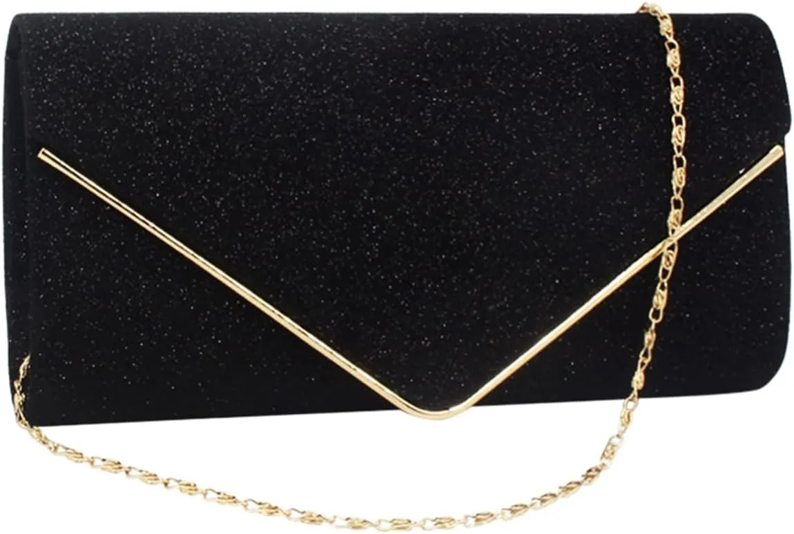 Evening Bag for Women Glitter Flap Clutch Purse for Wedding Party Prom Handbags with Shoulder Strap