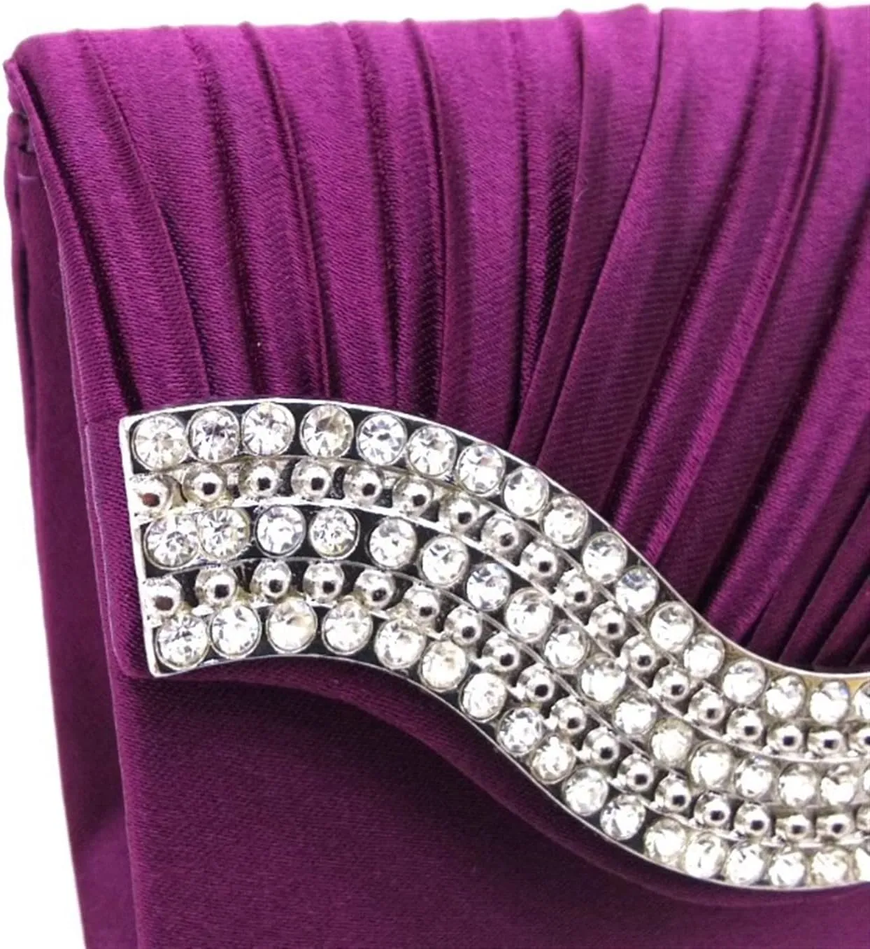 Evening Bag for Women Pleated Flap with Rhinestones Clutch Purse Handbag with Detachable Chain