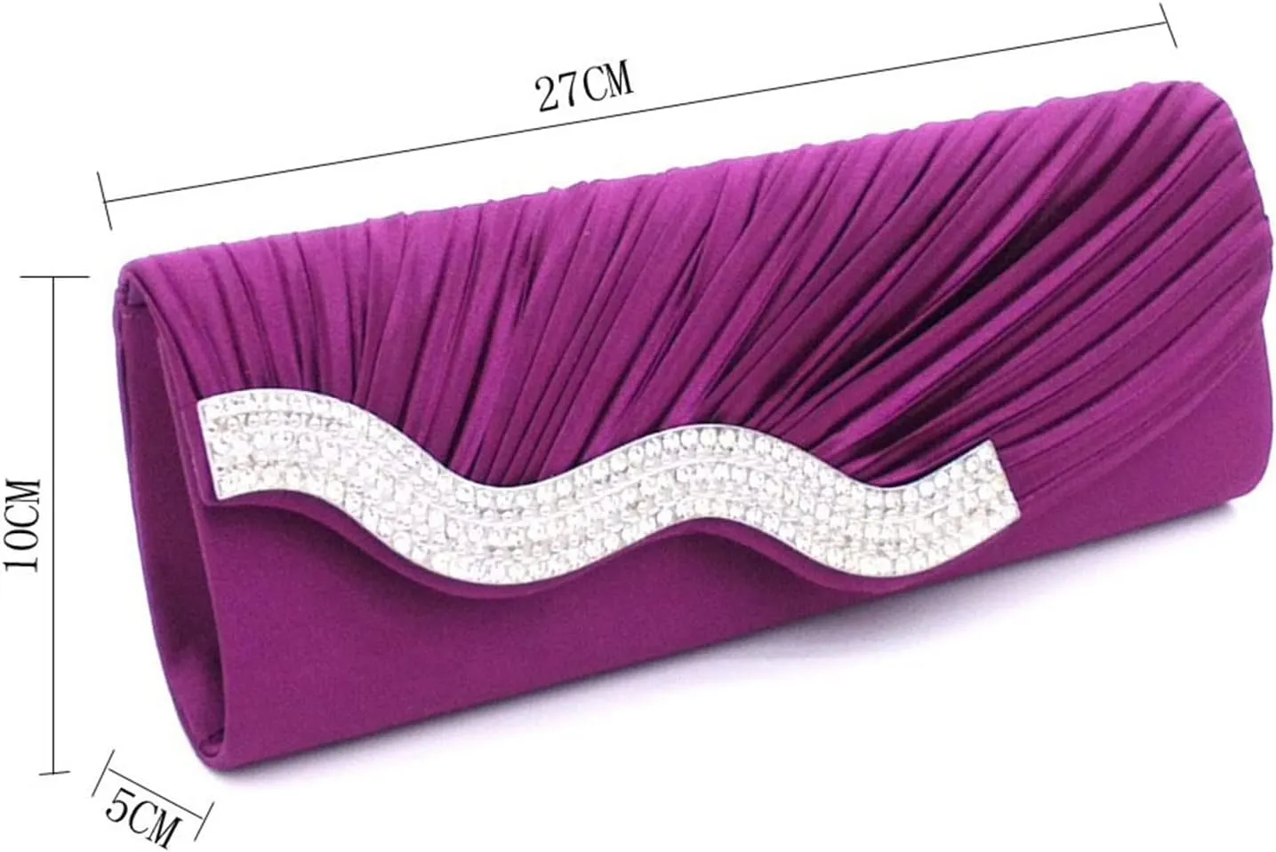Evening Bag for Women Pleated Flap with Rhinestones Clutch Purse Handbag with Detachable Chain