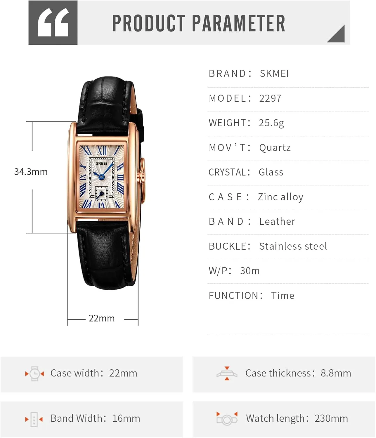FANMIS Vintage Women's Rectangle Wrist Watch Classic Ladies Analog Quartz Watch Ultra-Thin Ladies Bangle Bracelet Watch Female Business Dress Watch with Leather Strap