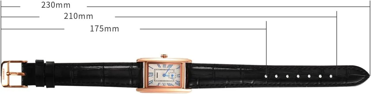 FANMIS Vintage Women's Rectangle Wristwatch Classic Ladies Analog Quartz Watch Ultra-Thin Ladies Bangle Bracelet Watch Female Business Dress Watches with Leather Strap