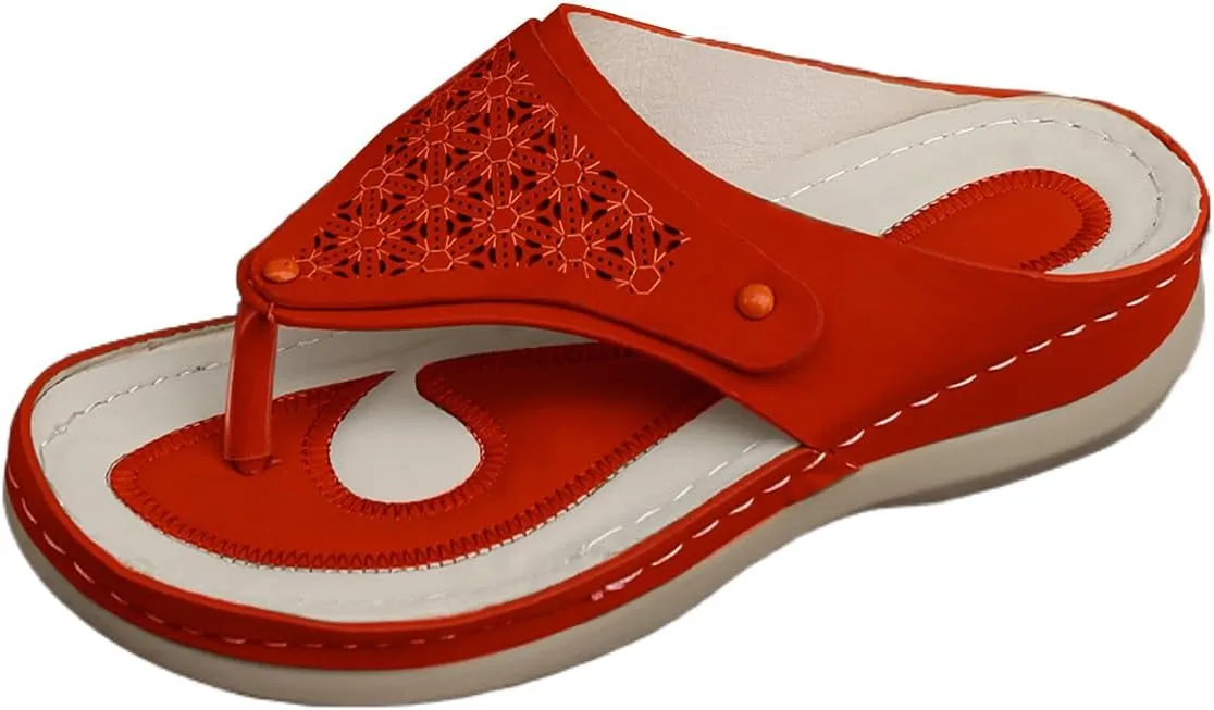 Flip Flops for Women with Arch Support Wide Width Roman Sandals Orthopedic Slippers Comfort Slides for Summer Vacation Dressy Casual Sandals Thong Flat Sandal Non-Slip Beach Slippers Lightweight