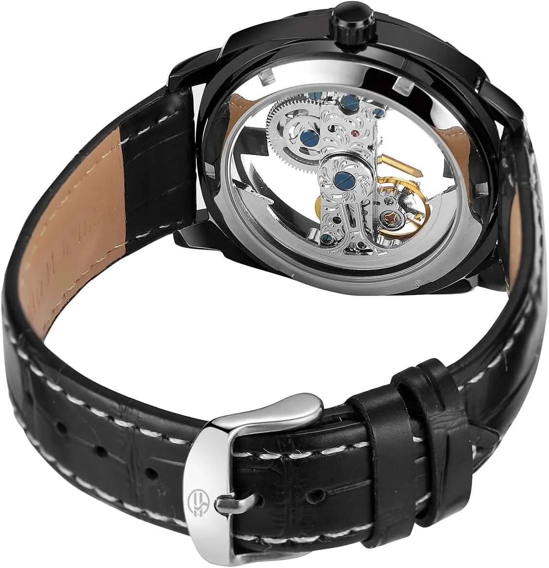 FORSINING Men's Automatic Mechanical Skeleton Analogue Dial Casual Watch with Leather Strap