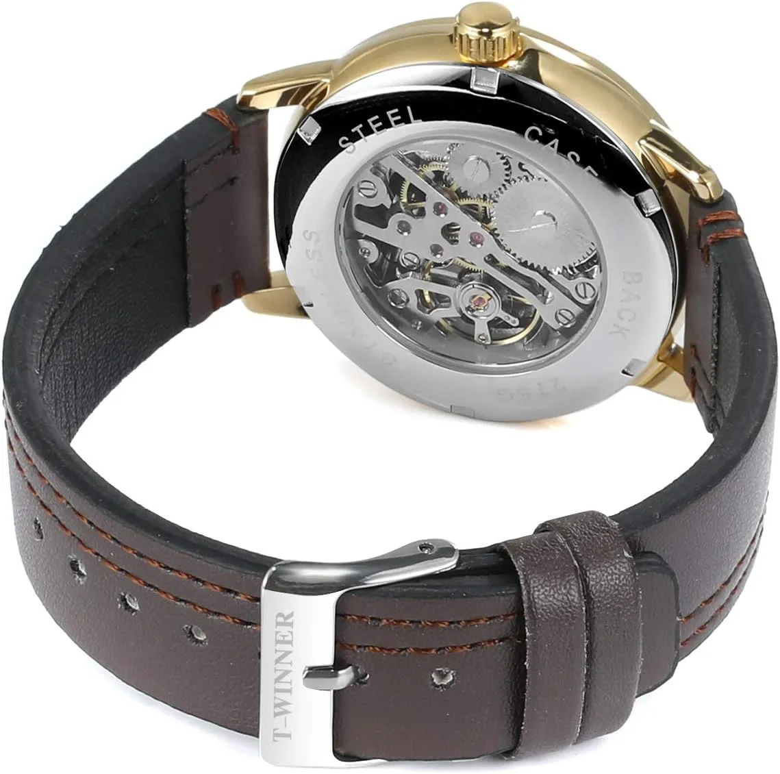 FORSINING Men's Mechanical Hand-Wind Analog Sport Style Wristwatch with Leather Strap