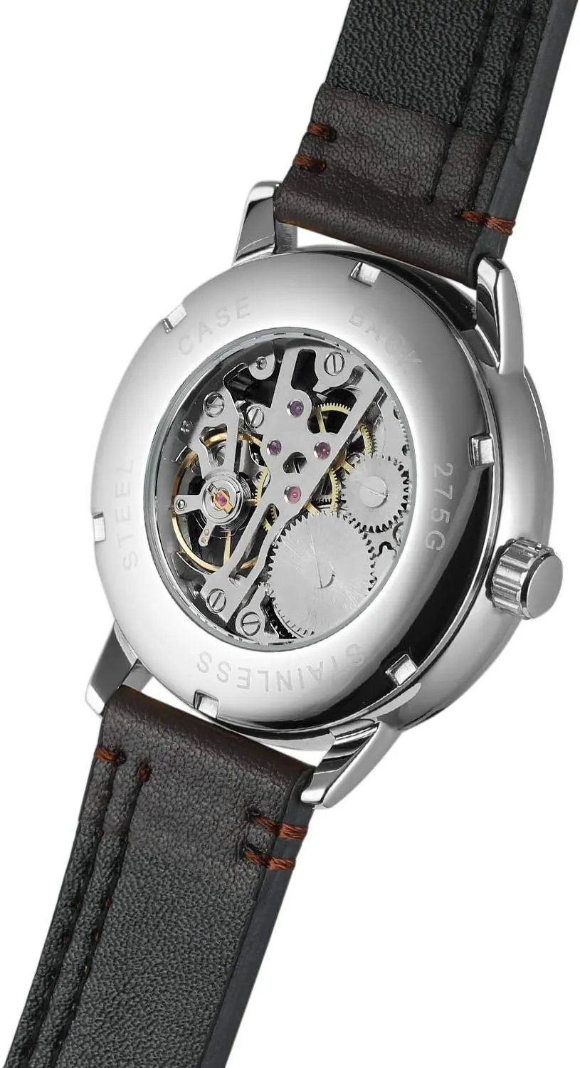 FORSINING Men's Mechanical Hand-Wind Analog Sport Style Wristwatch with Leather Strap