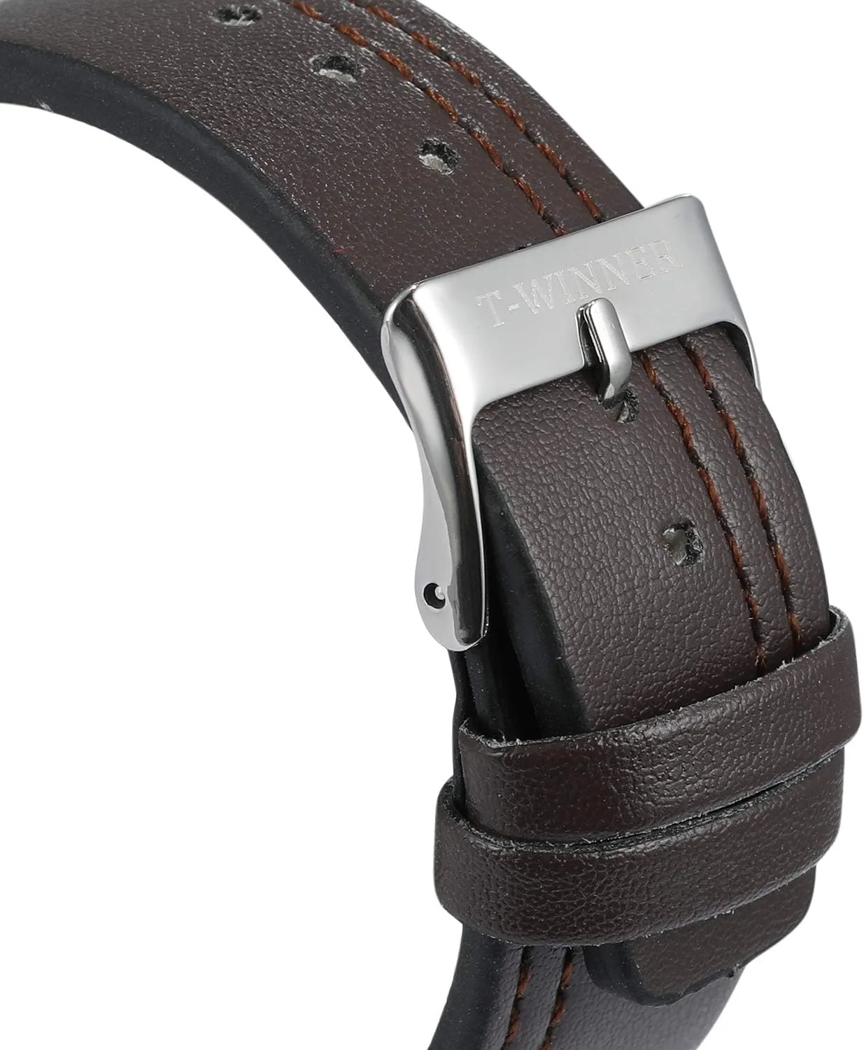 FORSINING Men's Mechanical Hand-Wind Analog Sport Style Wristwatch with Leather Strap