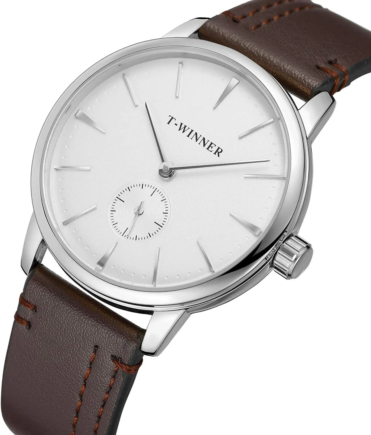 FORSINING Men's Mechanical Hand-Wind Analog Sport Style Wristwatch with Leather Strap