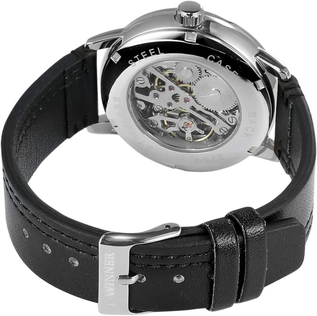 FORSINING Men's Mechanical Hand-Wind Analog Sport Style Wristwatch with Leather Strap