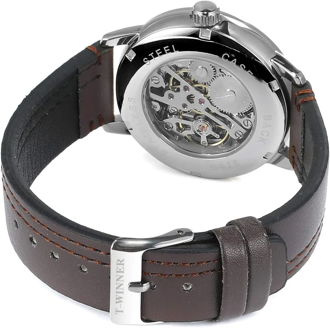 FORSINING Men's Mechanical Hand-Wind Analog Sport Style Wristwatch with Leather Strap