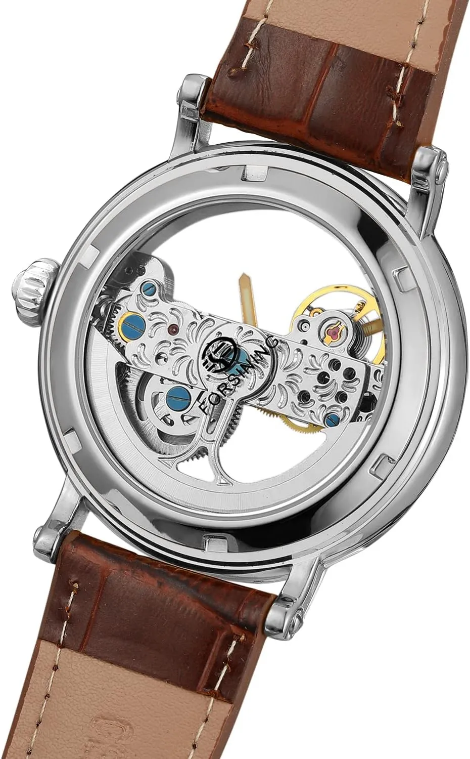 FORSINING Men's Unique Design Luxury Automatic Movt Popular Style Genuine Leather Strap Skeleton Watch