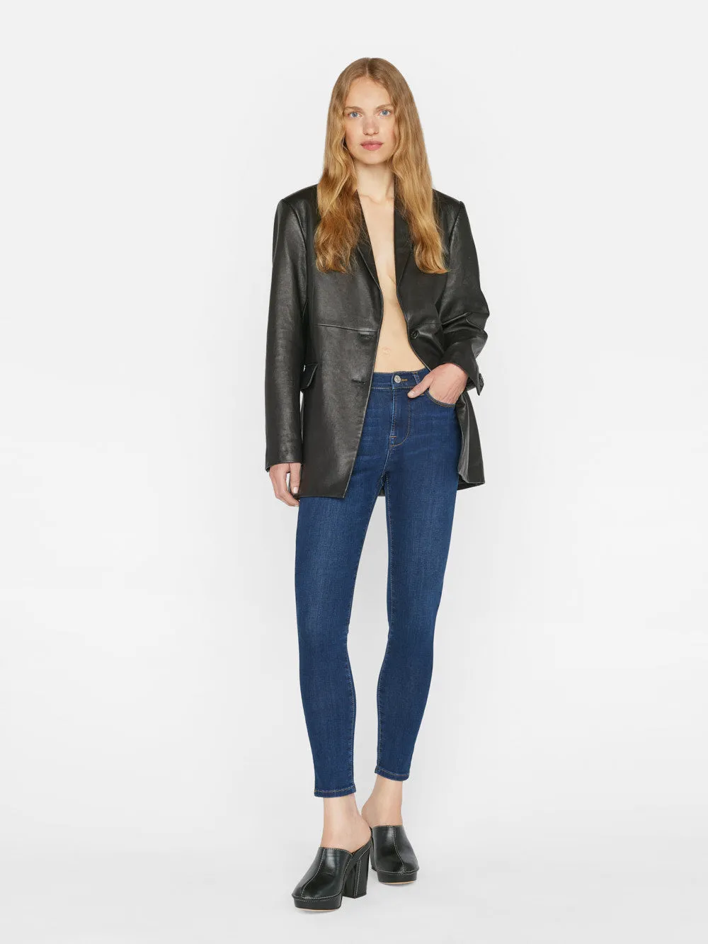 Frame - Le High Skinny Side Slit in Majesty
