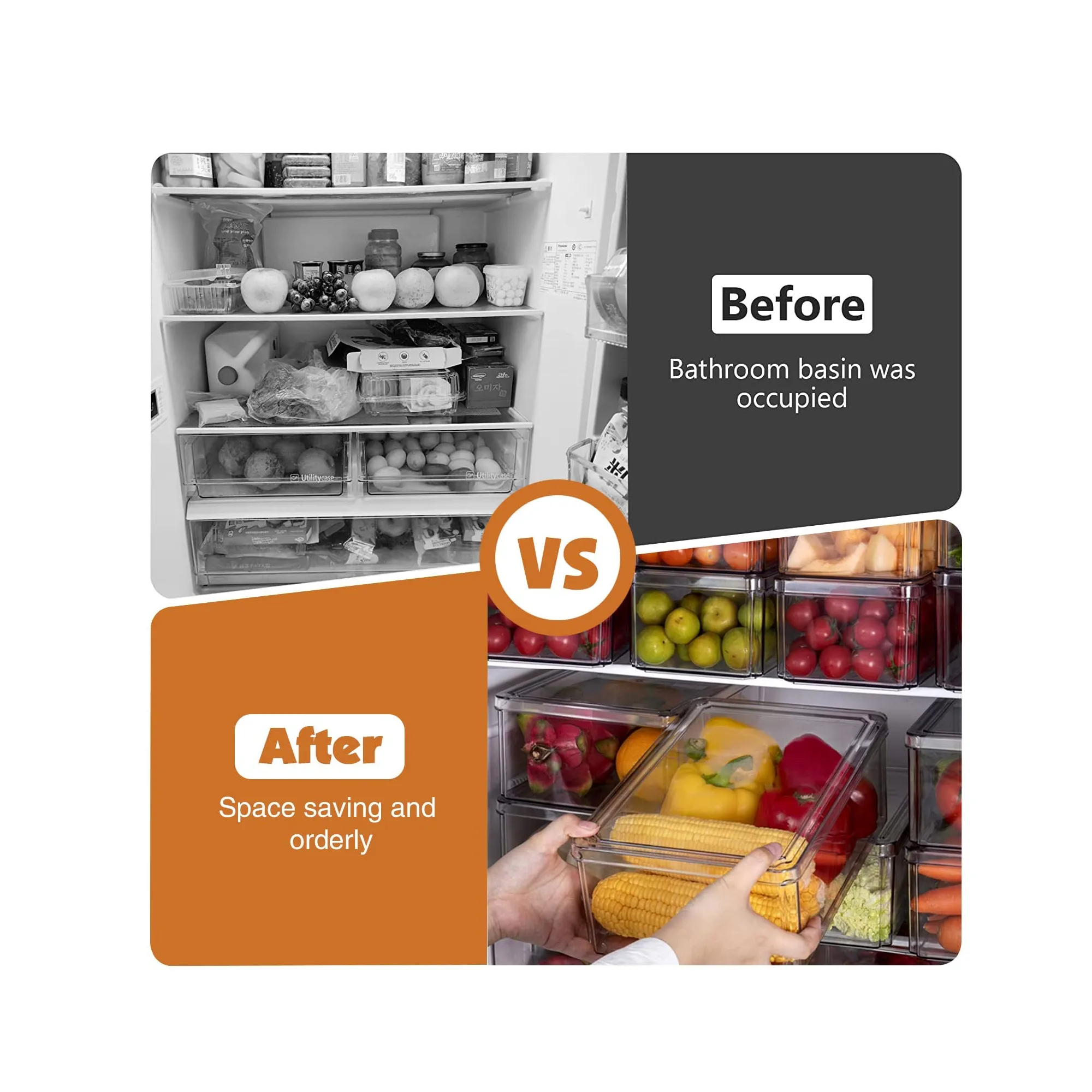 Fridge Organizer with Lid Set of 3 Bins