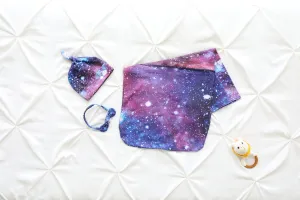 Galaxy Baby Swaddle Blanket, Bow Headband & Personalized Hat  Soothing Wrap for Peaceful Sleep