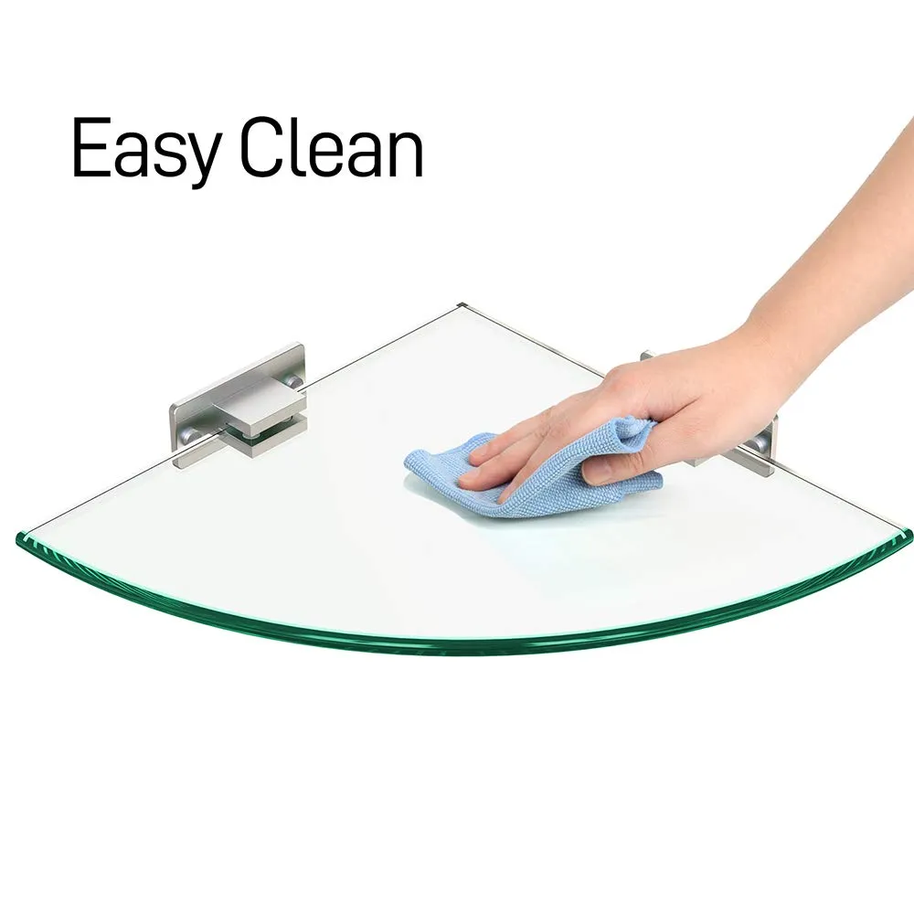 Geekdigg 2 Pack Glass Shelf, Corner Shower Caddy Shelf Basket Shampoo Holder Organizer