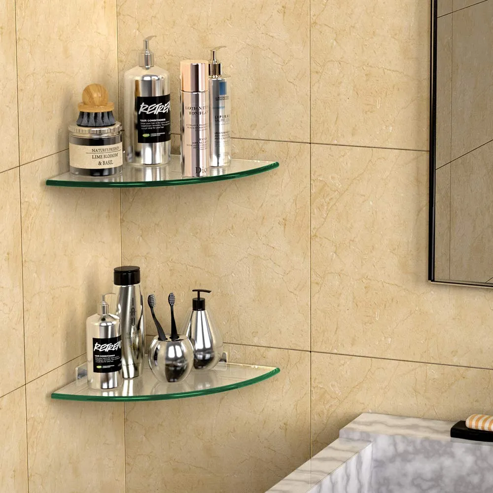 Geekdigg 2 Pack Glass Shelf, Corner Shower Caddy Shelf Basket Shampoo Holder Organizer