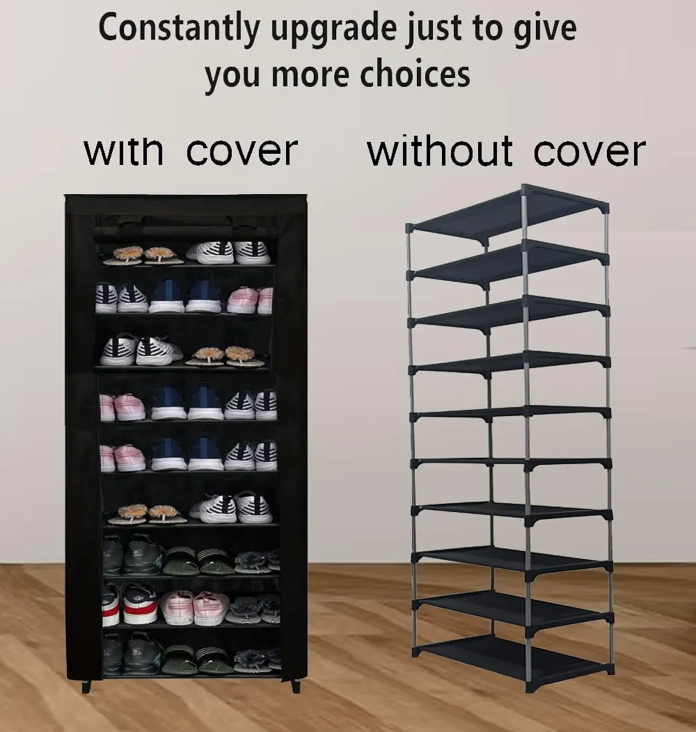 GlowSilk 9 Layer shoes rack for home metal, Adjustable Shoe stand organizer stackable storage bedroom entryway adjustable slots shelf easy footwear rack, Multi-Purpose durable plastic