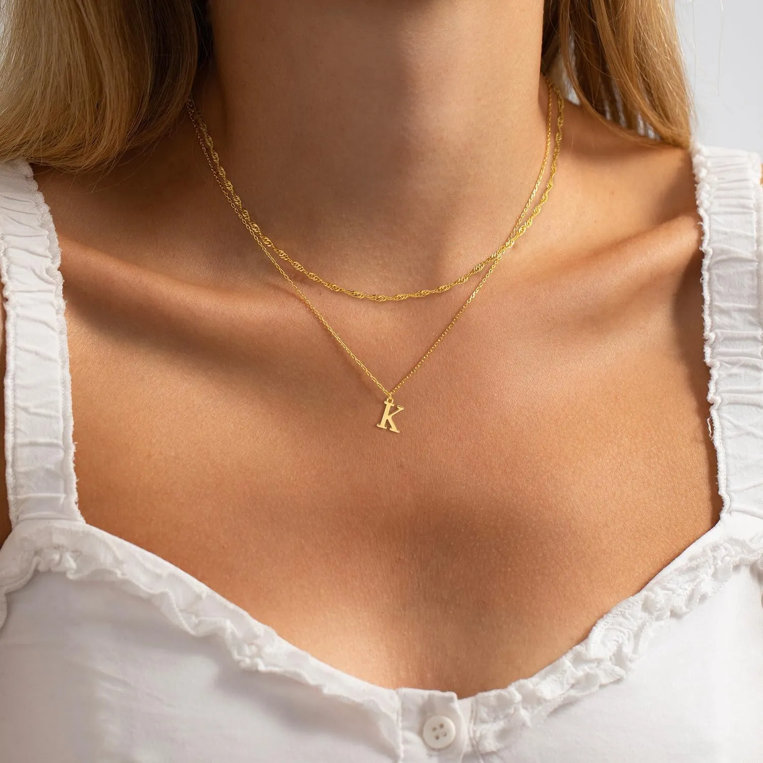 Gold Initial Necklaces for Women Dainty Layered Letter Pendant Necklace Cute Choker Necklace Teen Gift Trendy Stuff Personalized Jewelry Stack for Women Her