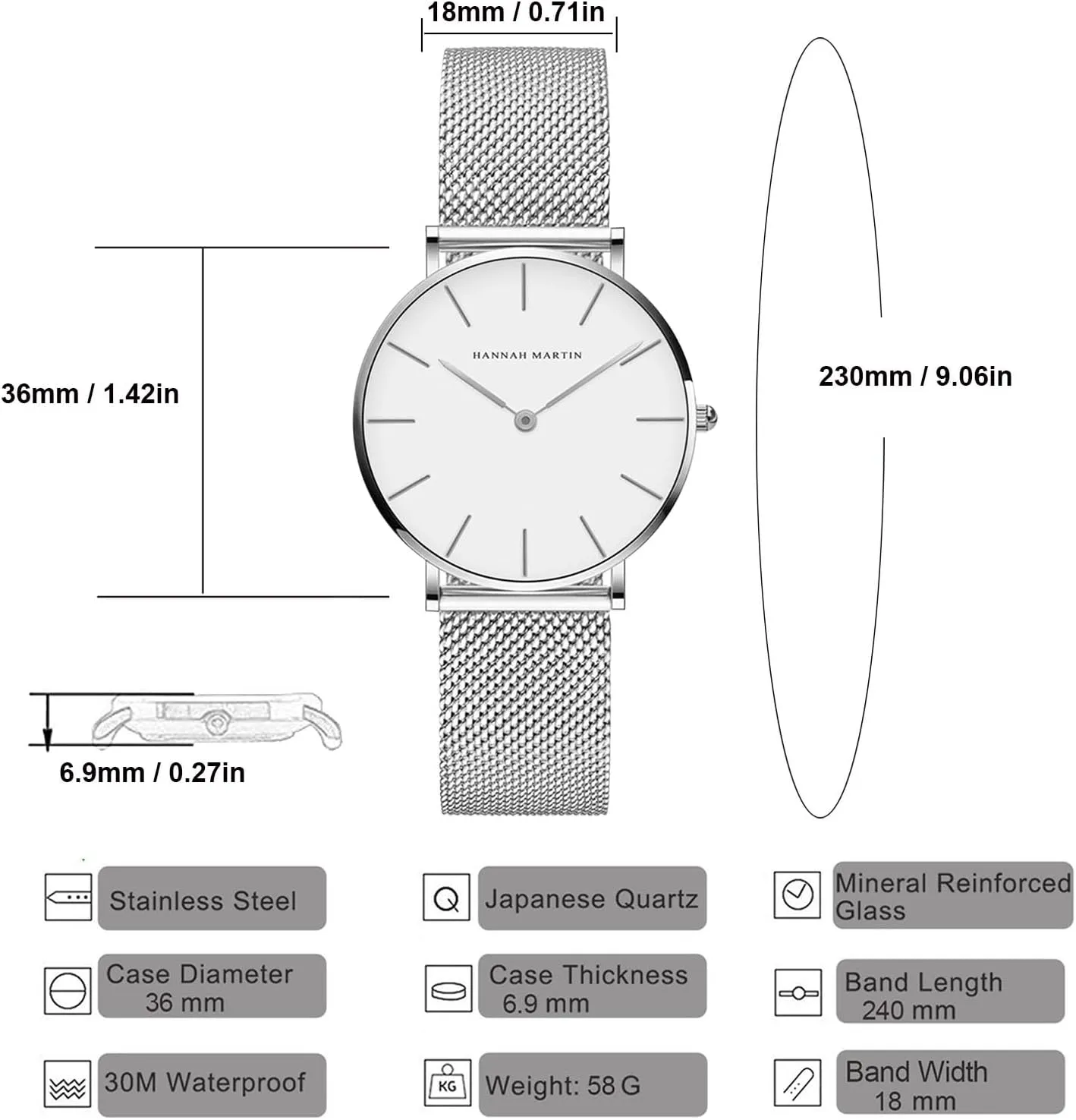 Gold Watches for Women Classy Round Quartz Watch Minimalist Waterproof Ladies Bracelet Wrist Watch,Stainless Steel Band,Reloj Mujer