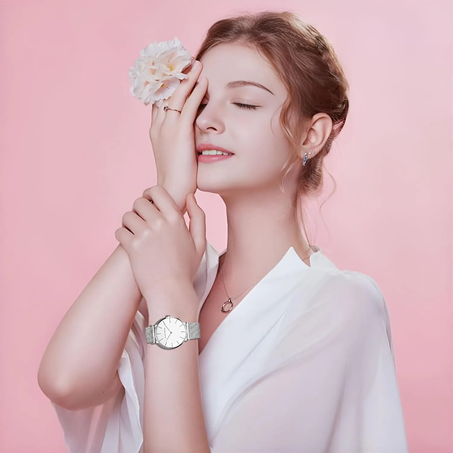 Gold Watches for Women Classy Round Quartz Watch Minimalist Waterproof Ladies Bracelet Wrist Watch,Stainless Steel Band,Reloj Mujer