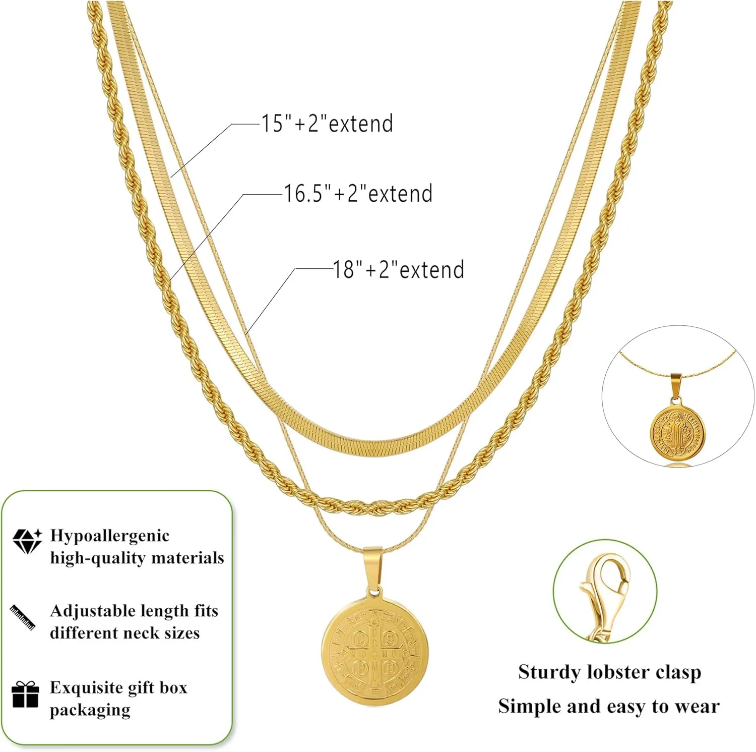 Gold/Silver Layered Necklaces for Women,Dainty 14k Gold Plated Stackable Choker Necklaces for Women,Trendy Layering Coin Chain Pendant Jewelry Set Gifts