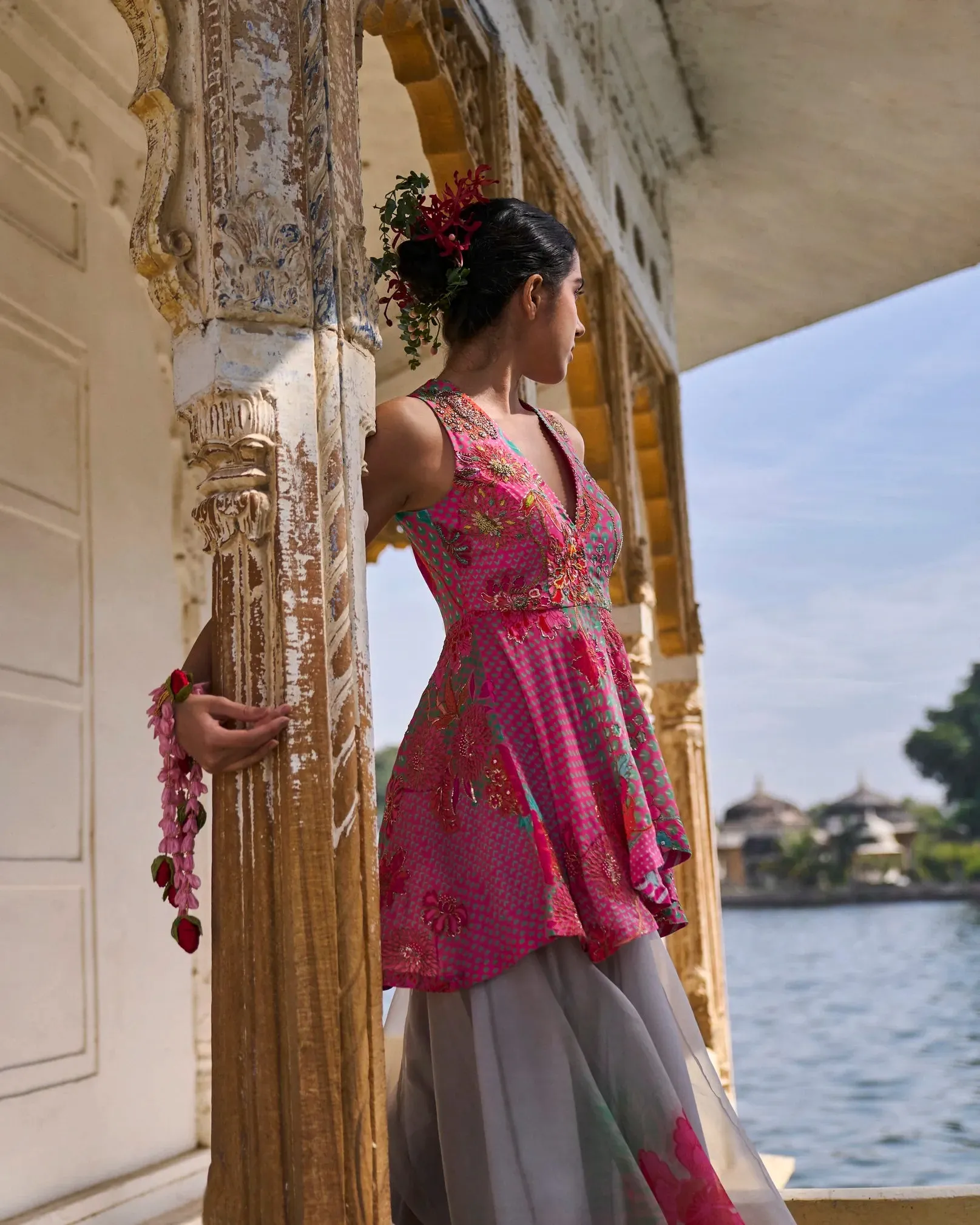 Gul Pink Peplum Nushrratt Baruccha Sharara Set