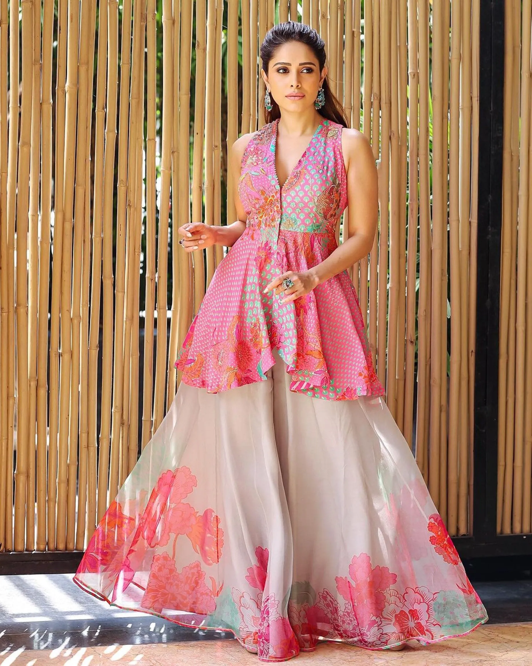 Gul Pink Peplum Nushrratt Baruccha Sharara Set
