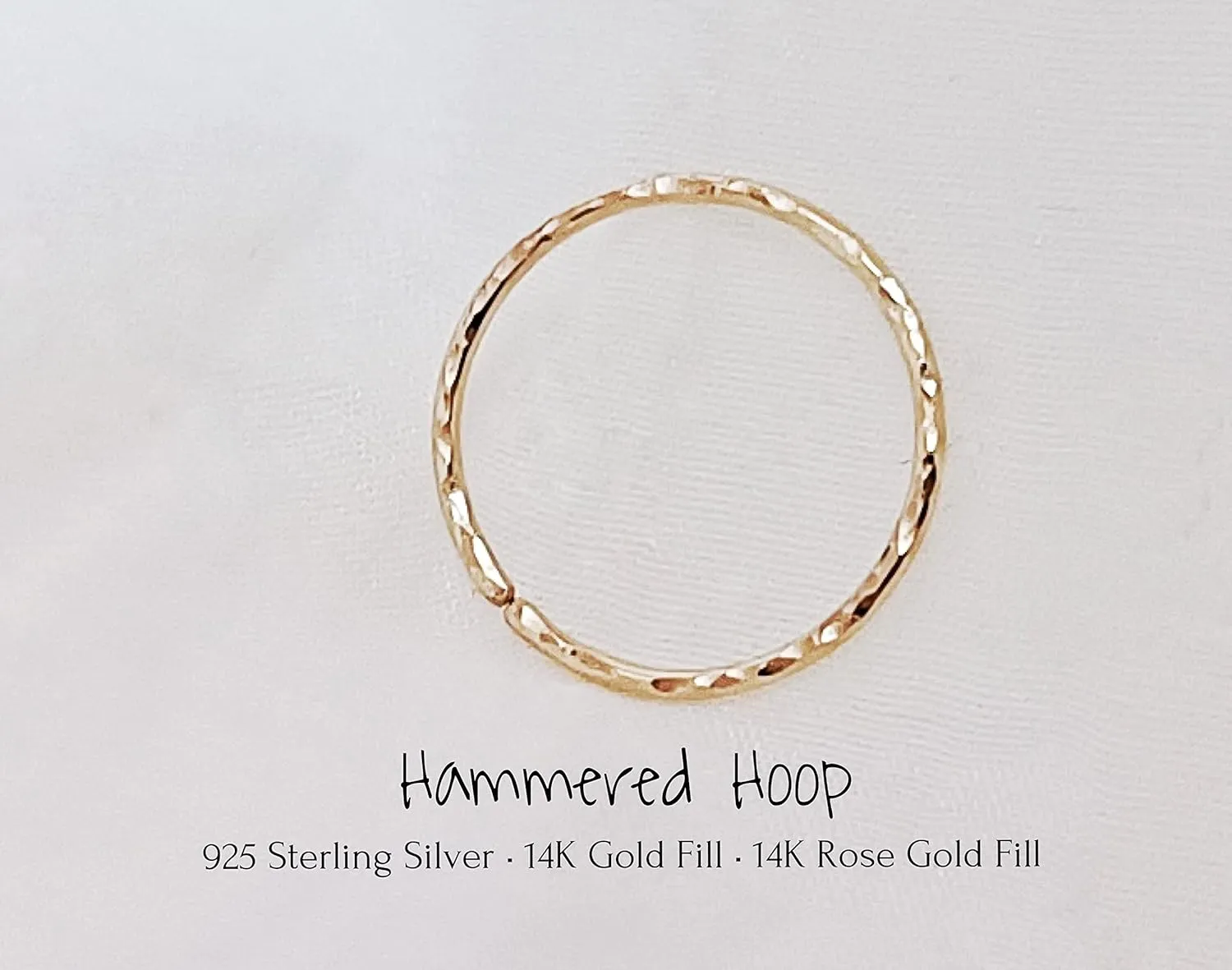 Hand Made Hammered 14K Gold Filled Texture Tiny Hoop Earring Nose Ring Cartilage Huggie Hoop Helix Piercing Septum Tragus Sleepers Women Men Teenagers 925 Sterling Silver 14K Rose Gold Fill 22G 20G