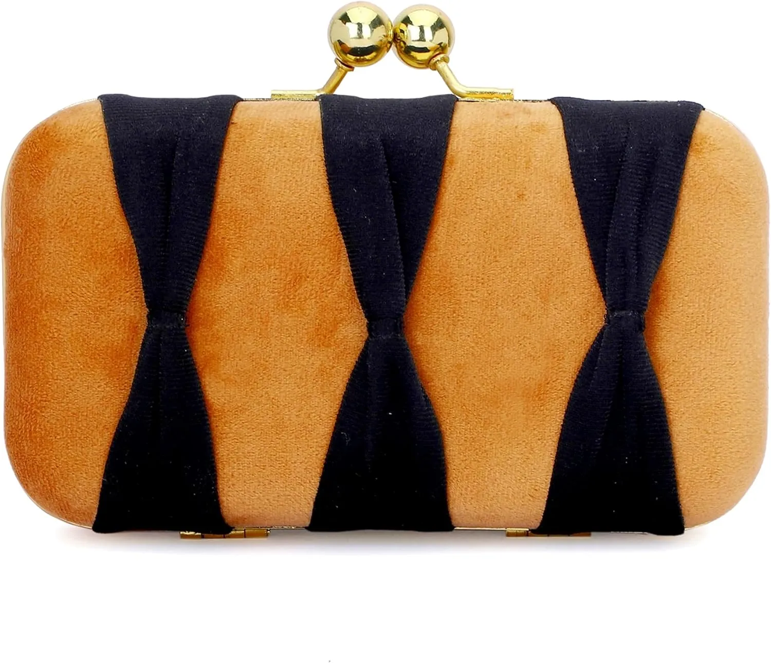 Handicraft Beautiful Bling Box Clutch Bag Purse For Bridal, Casual, Party, Wedding, Gold N Black