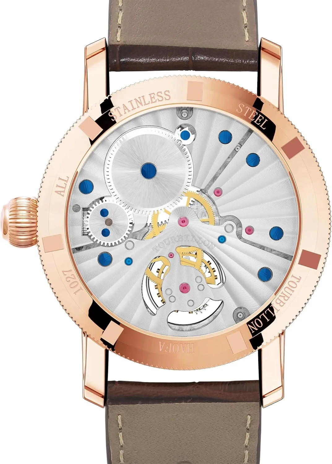 Haofa Rose Gold Flying Tourbillon Mechanical Men Watch Hand Wind Man Wristwatches Sapphire Crystal Fashion Luxury Watches for Men 1027