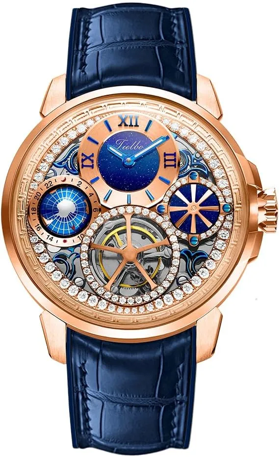 HEMUDU Crystal Watches Hand-Wind Genuine Flying Tourbillon Luxury Mechanical Watch Brilliant Diamonds 3D Dial for Men Women