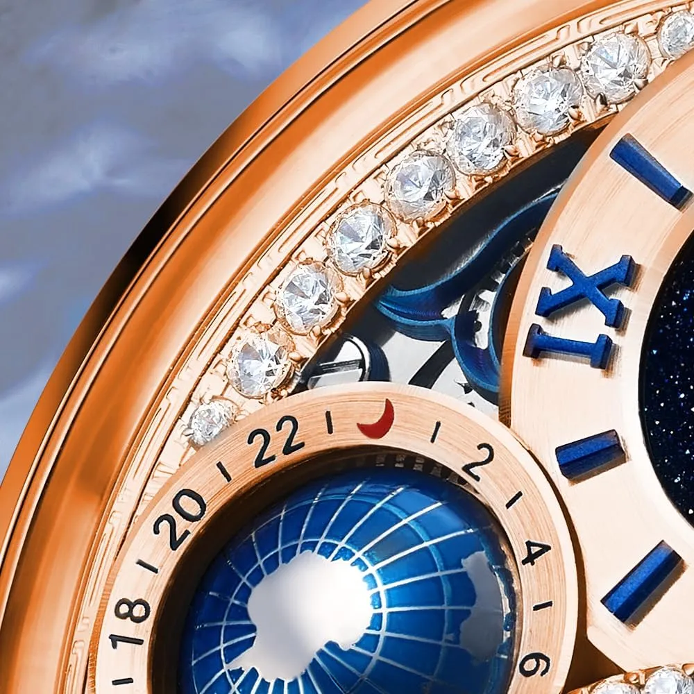 HEMUDU Crystal Watches Hand-Wind Genuine Flying Tourbillon Luxury Mechanical Watch Brilliant Diamonds 3D Dial for Men Women