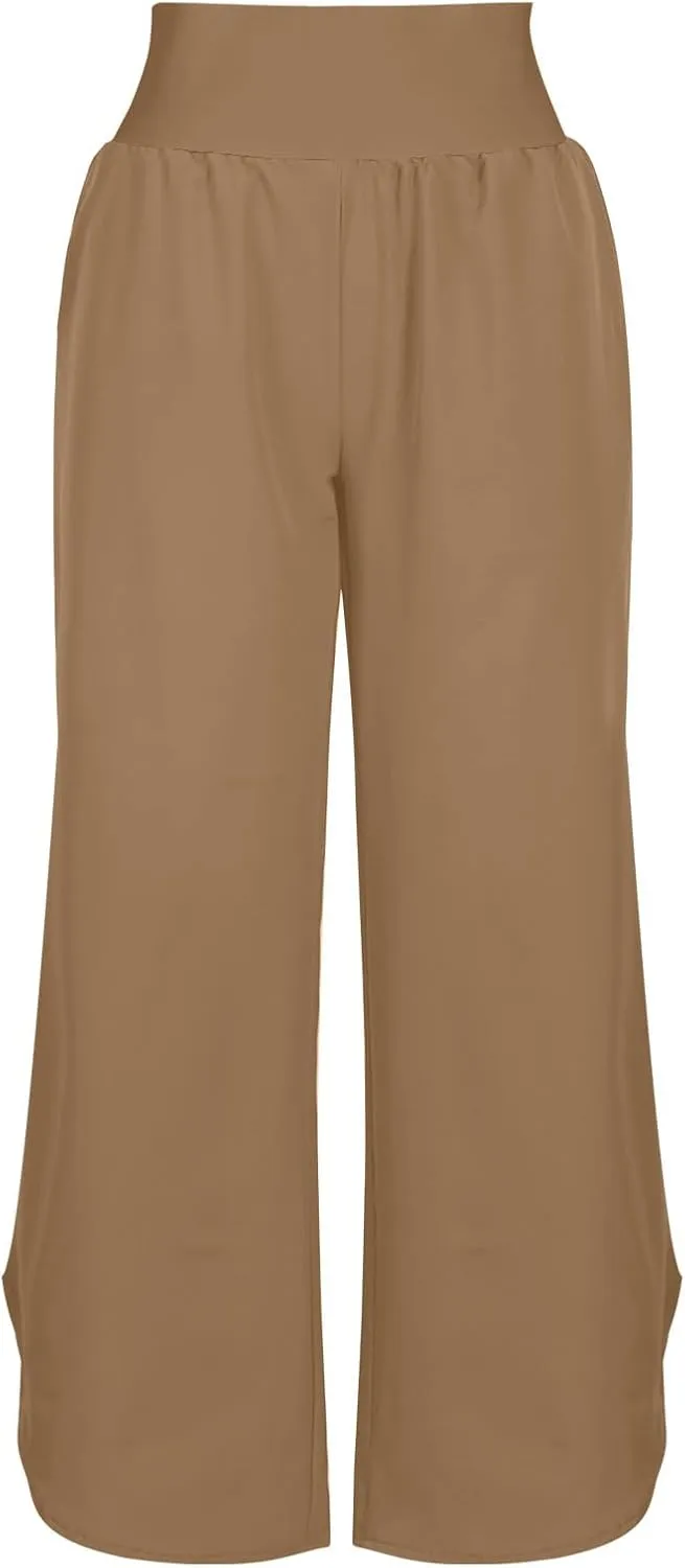High Elastic Waisted Pants for Womens Plus Size Wide Leg Drawstring Yoga Pant Casual Loose Trousers with Pockets