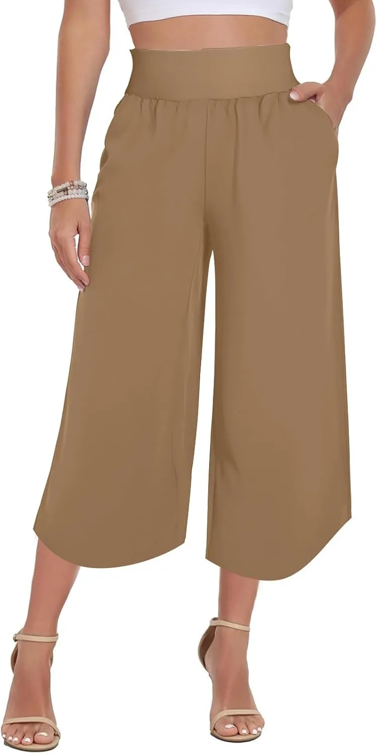 High Elastic Waisted Pants for Womens Plus Size Wide Leg Drawstring Yoga Pant Casual Loose Trousers with Pockets