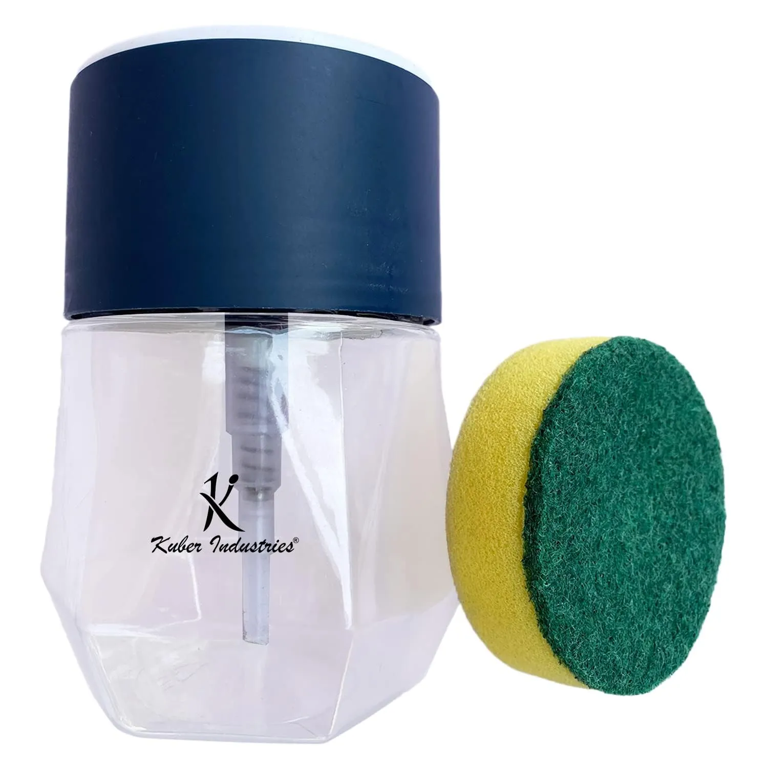 Homestic Round Pack of 5 Liquid Soap Dispenser for Kitchen | with Pump and 2 Sponge Scrubs | Plastic, Lightweight & Durable | Multipurpose Use, Ergonomic Design & Easy to Clean | Blue