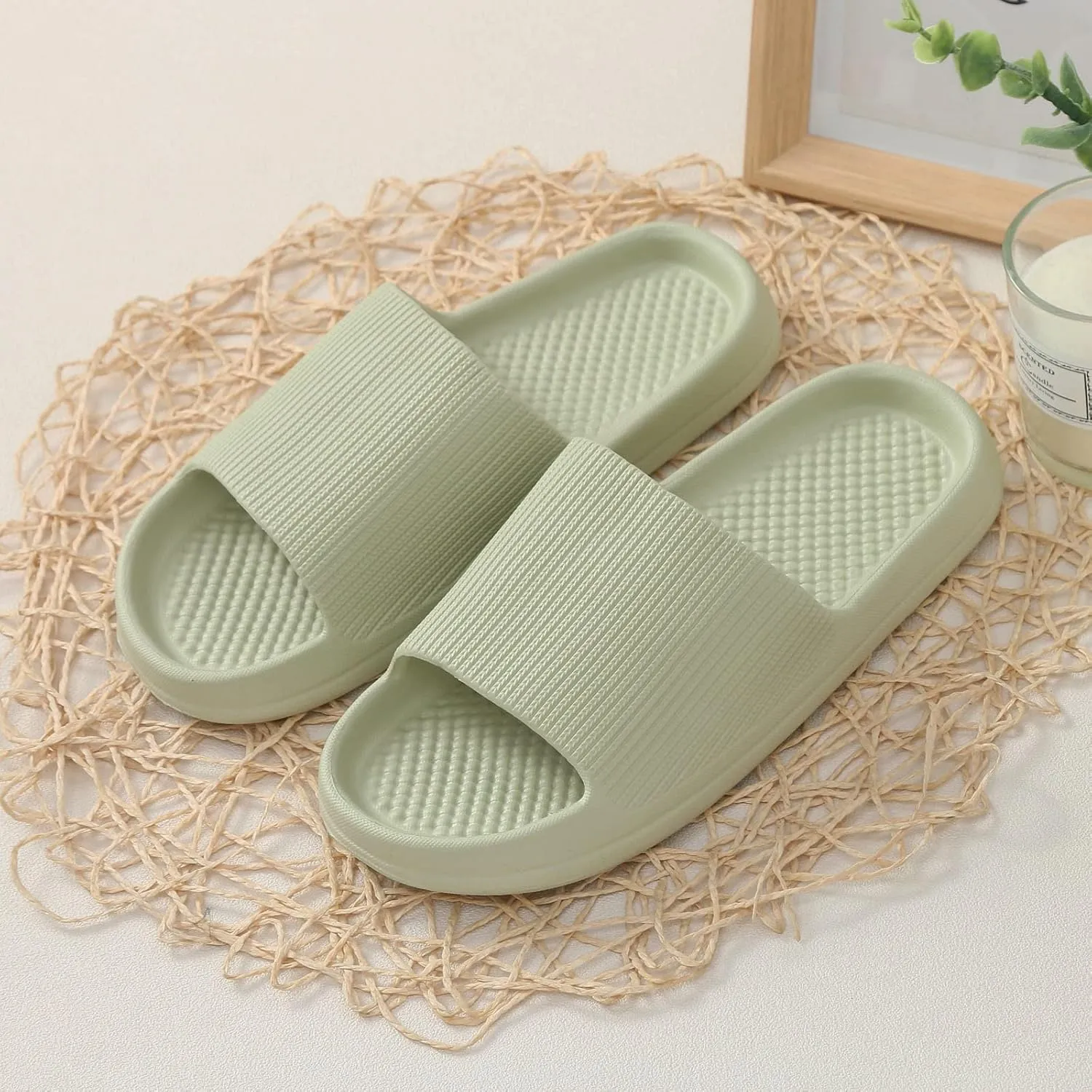 Indoor Slippers Women Slides Shower Slippers Men Womens Shower Shoes with Drainage Hole Water Shoe for Beach, Showers