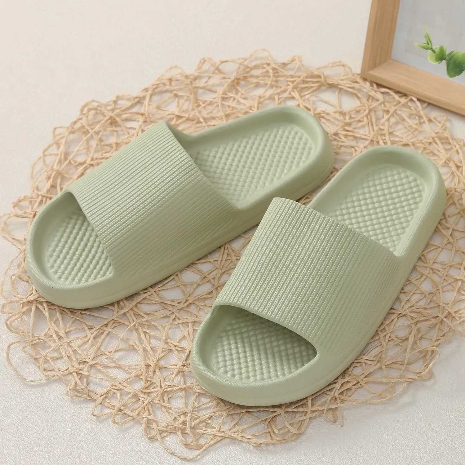 Indoor Slippers Women Slides Shower Slippers Men Womens Shower Shoes with Drainage Hole Water Shoe for Beach, Showers