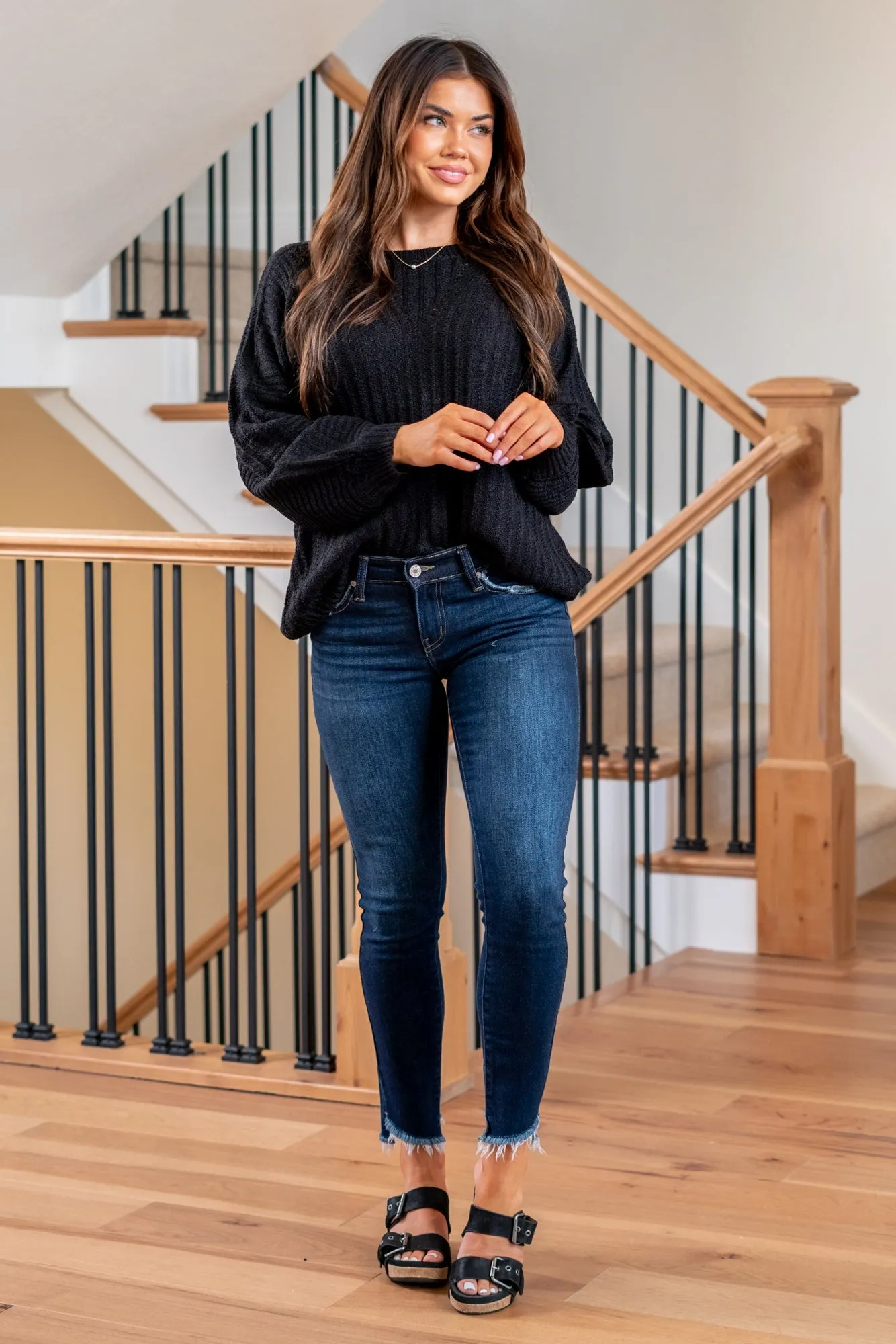 IYKYK Gemma Low Rise Fray Hem Skinny