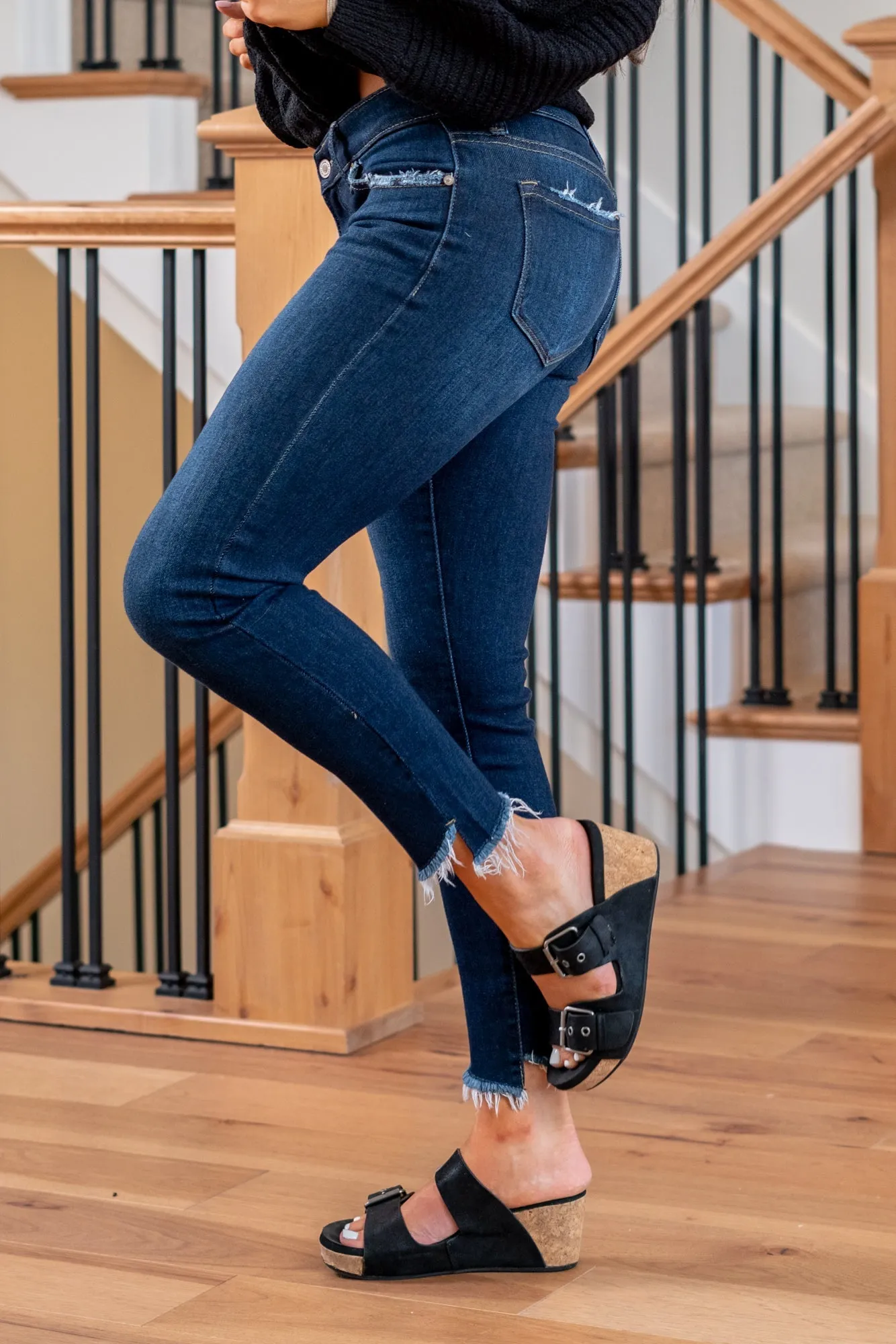 IYKYK Gemma Low Rise Fray Hem Skinny