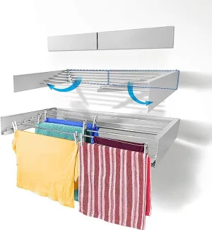 JD FRESH Plastic Foldable Wall Mount Cloth Drying Stand Cloth Drying Stand Wall Mounted Wall Hanging Cloth Stand For Drying Clothes In Balcony Wall Hanger For Clothes Drying Color - Grey