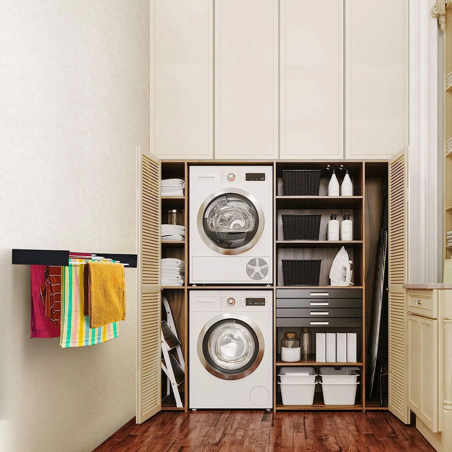 JD FRESH Plastic Foldable Wall Mount Cloth Drying Stand Cloth Drying Stand Wall Mounted Wall Hanging Cloth Stand For Drying Clothes In Balcony Wall Hanger For Clothes Drying Color - Grey