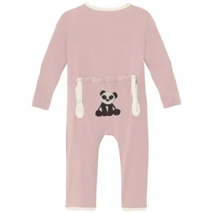 Kickee Pants Appliqué Coverall w/ 2-way Zipper: Baby Rose Stuffy