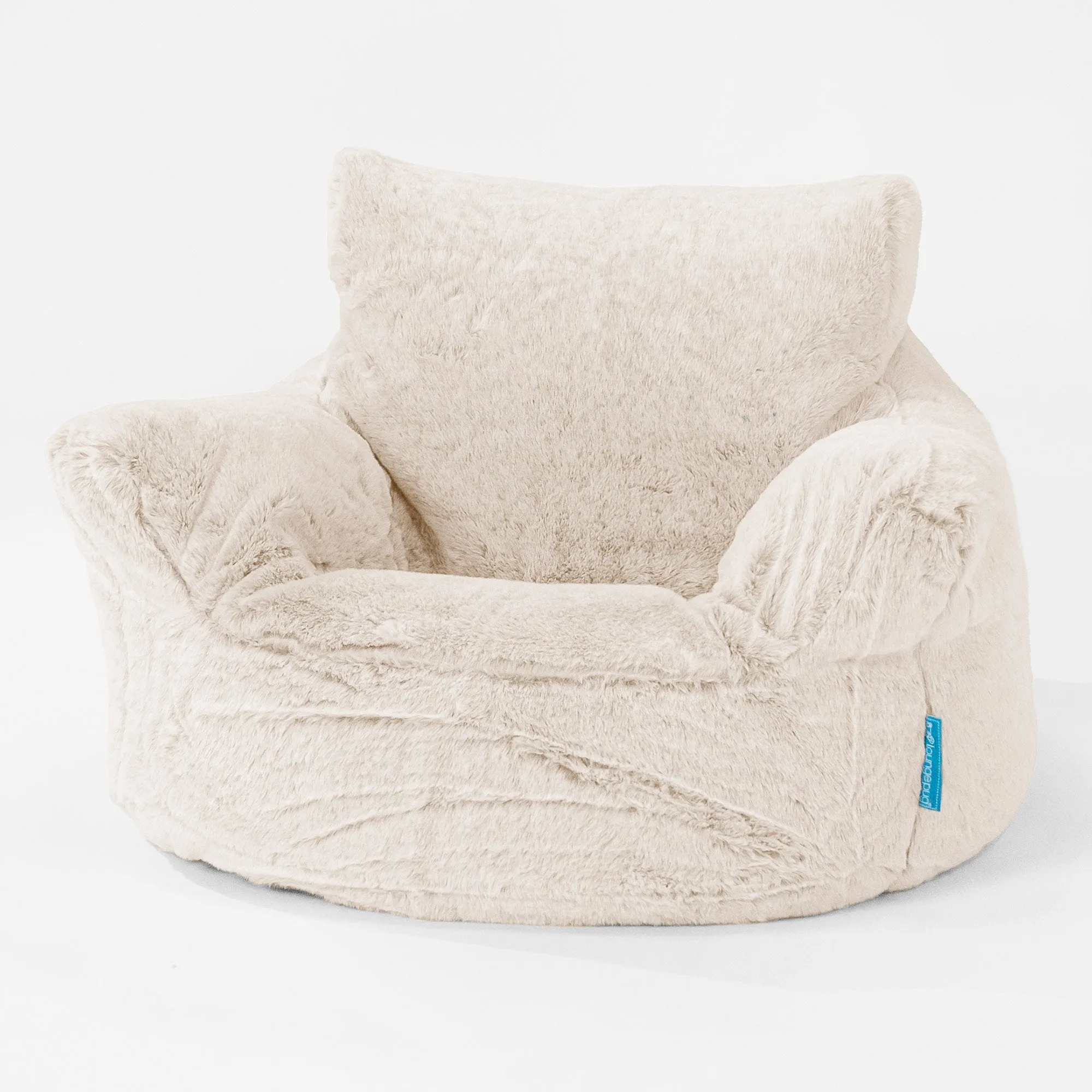 Kids Armchair Bean Bag for Toddlers 1-3 yr - Fluffy Faux Fur Rabbit White
