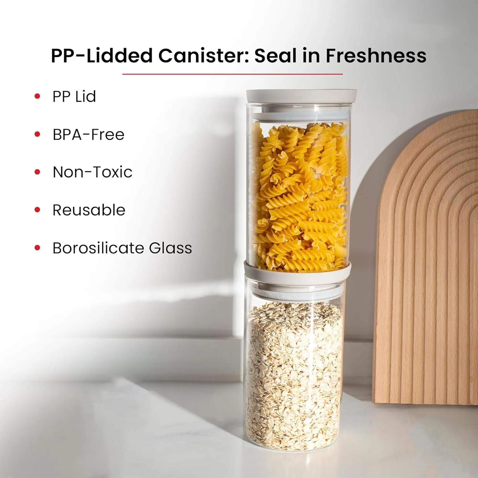 Kuber Industries Set of 2 Borosilicate Galss 1L Food Storage Jar Kitchen Containers Set with PP Lid | Multipurpose Dal & Pulses Storage Canisters Box for Kitchen Organizers | Transparent