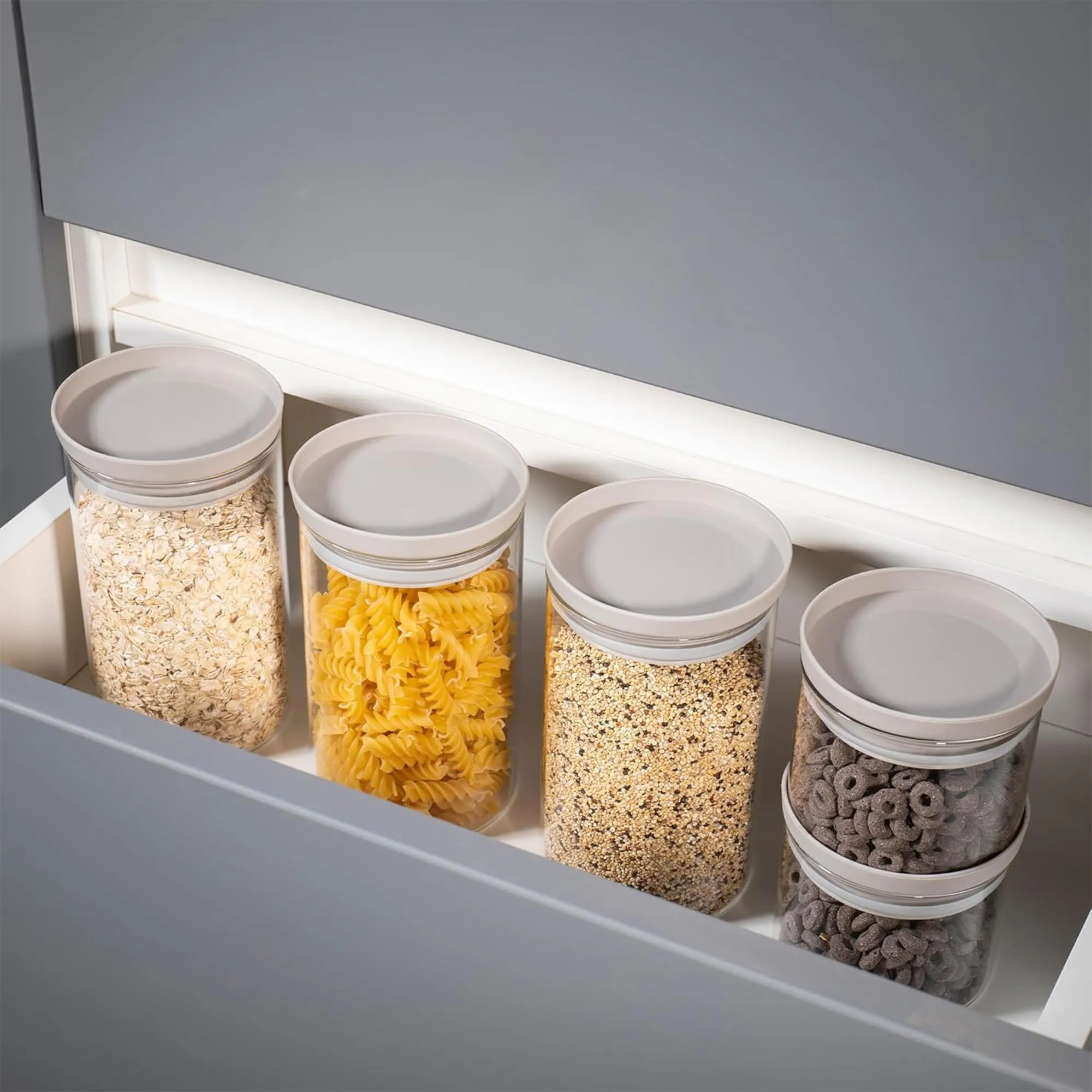 Kuber Industries Set of 2 Borosilicate Galss 1L Food Storage Jar Kitchen Containers Set with PP Lid | Multipurpose Dal & Pulses Storage Canisters Box for Kitchen Organizers | Transparent