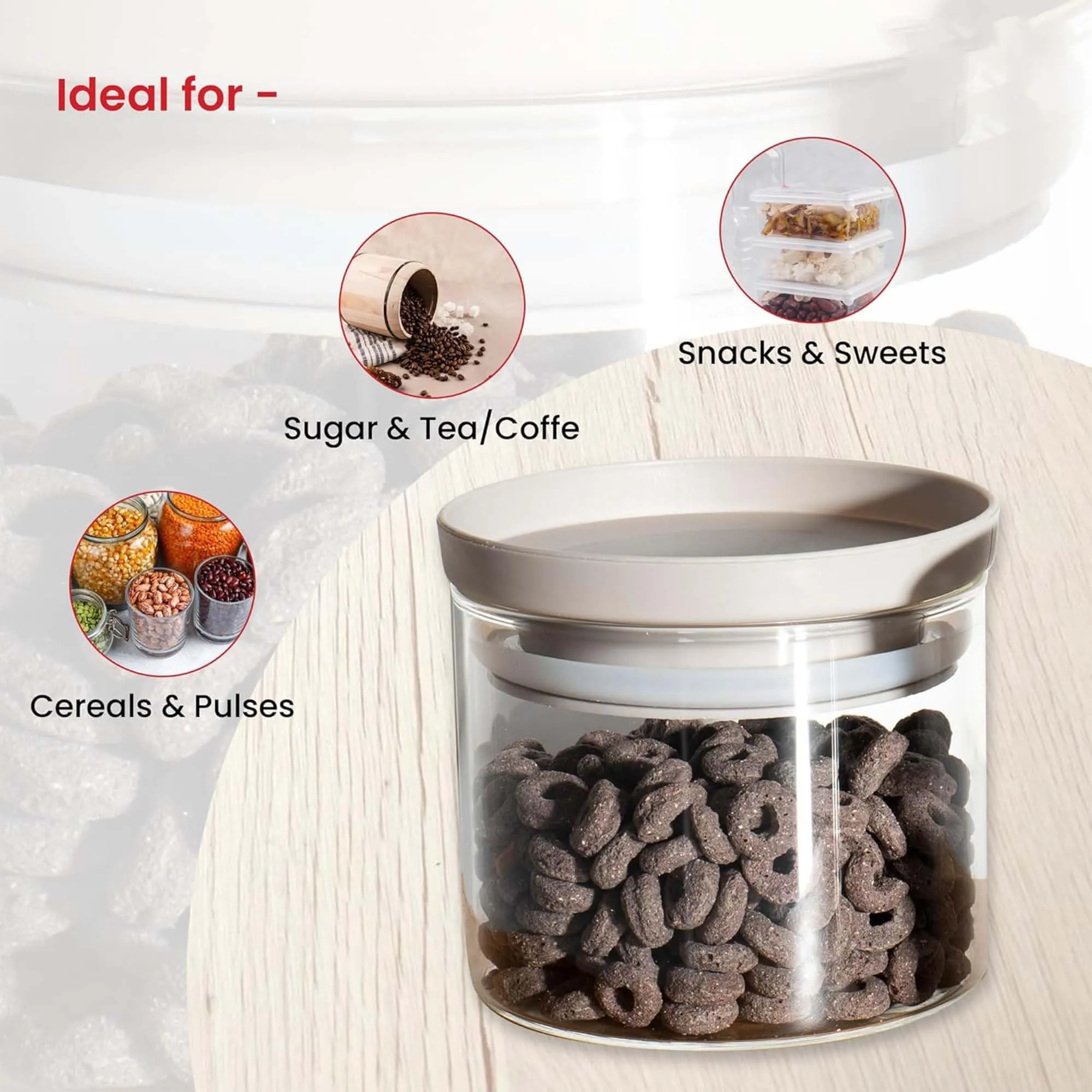Kuber Industries Set of 2 Borosilicate Galss 450ml Food Storage Jar Kitchen Containers Set with PP Lid | Multipurpose Dal & Pulses Storage Canisters Box for Kitchen Organizers | Transparent