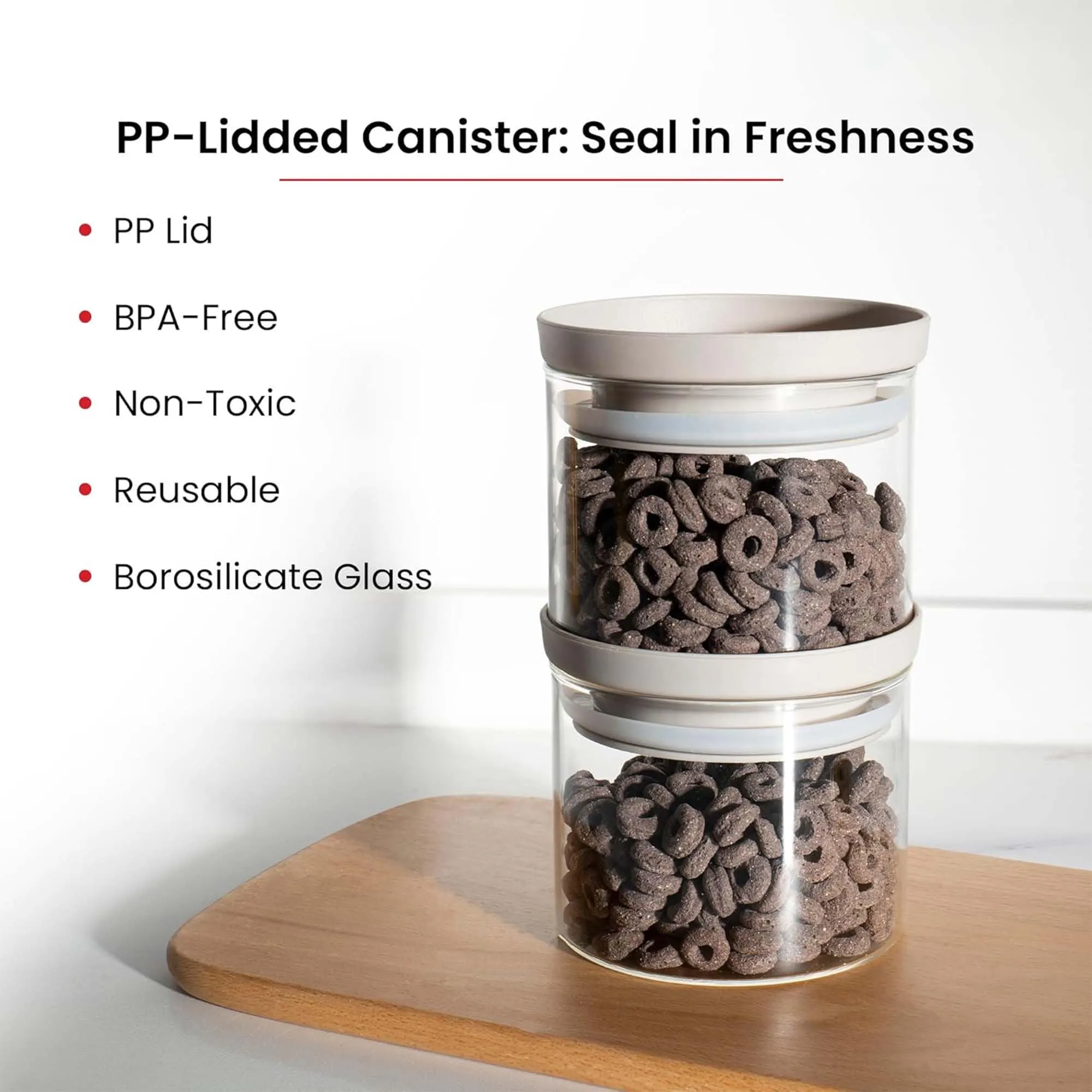 Kuber Industries Set of 2 Borosilicate Galss 450ml Food Storage Jar Kitchen Containers Set with PP Lid | Multipurpose Dal & Pulses Storage Canisters Box for Kitchen Organizers | Transparent