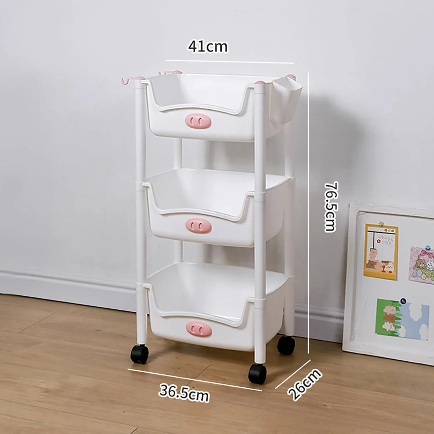 Kuber Industries (Set of 3) Slim Storage Organizer Rack | 3-Layer Rack for Storage | Laundry Organizers and Storage Racks | Side Rack for Kitchen | White