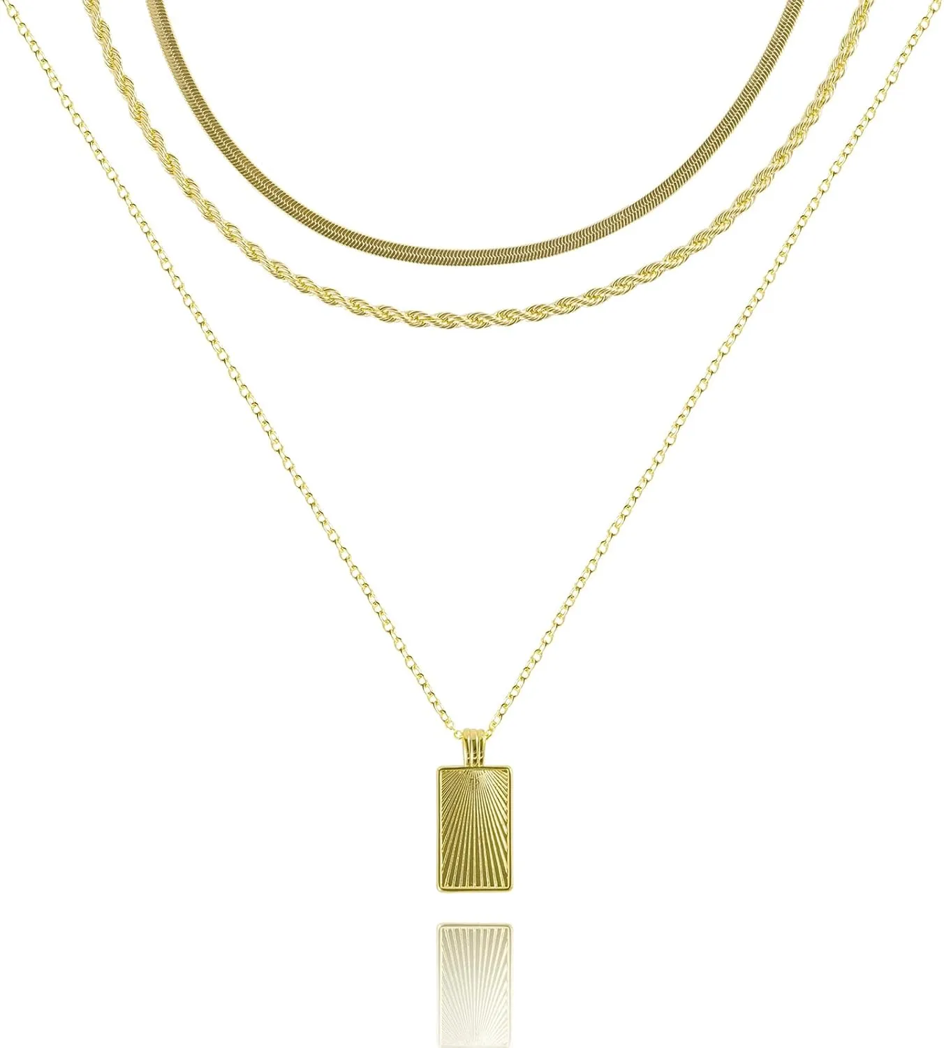 Layered Gold Necklaces for Women, Stackable 14K Gold Plated Necklace, Dainty Cross/Circle/Heart Pendant layered Necklace, Adjustable Dainty Gold/Silver Necklace Jewelry Set for Women
