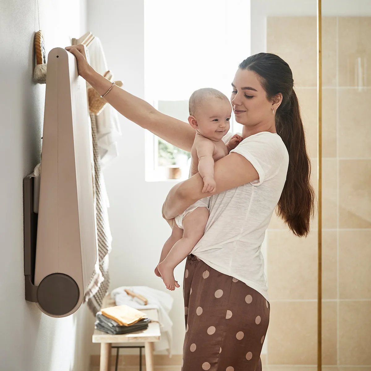 Leander, Wall-Mounted Changing Table, Wally, Cappuccino